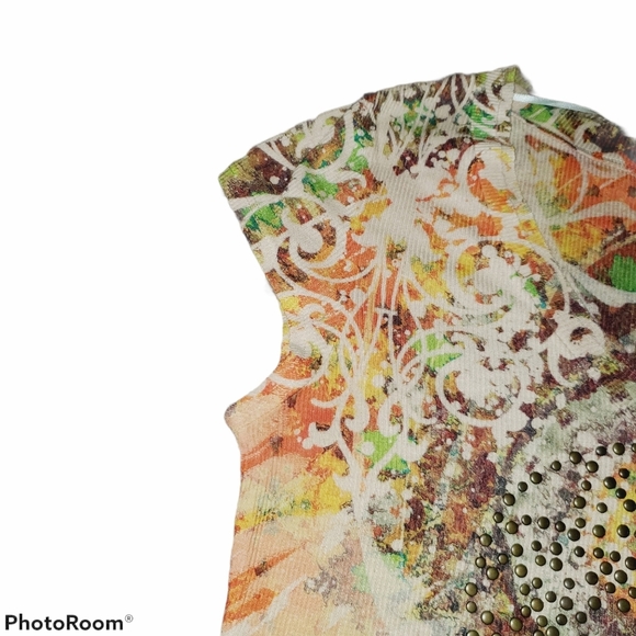 one world Cap Sleeve V Neck Stretchy Ribbed Tee 402 - Picture 2 of 6